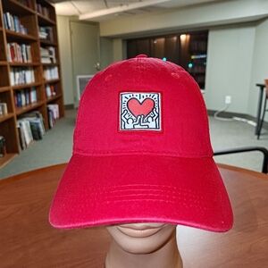 Keith Haring Unisex Stitched Patch Heart Strapback Cap Hat